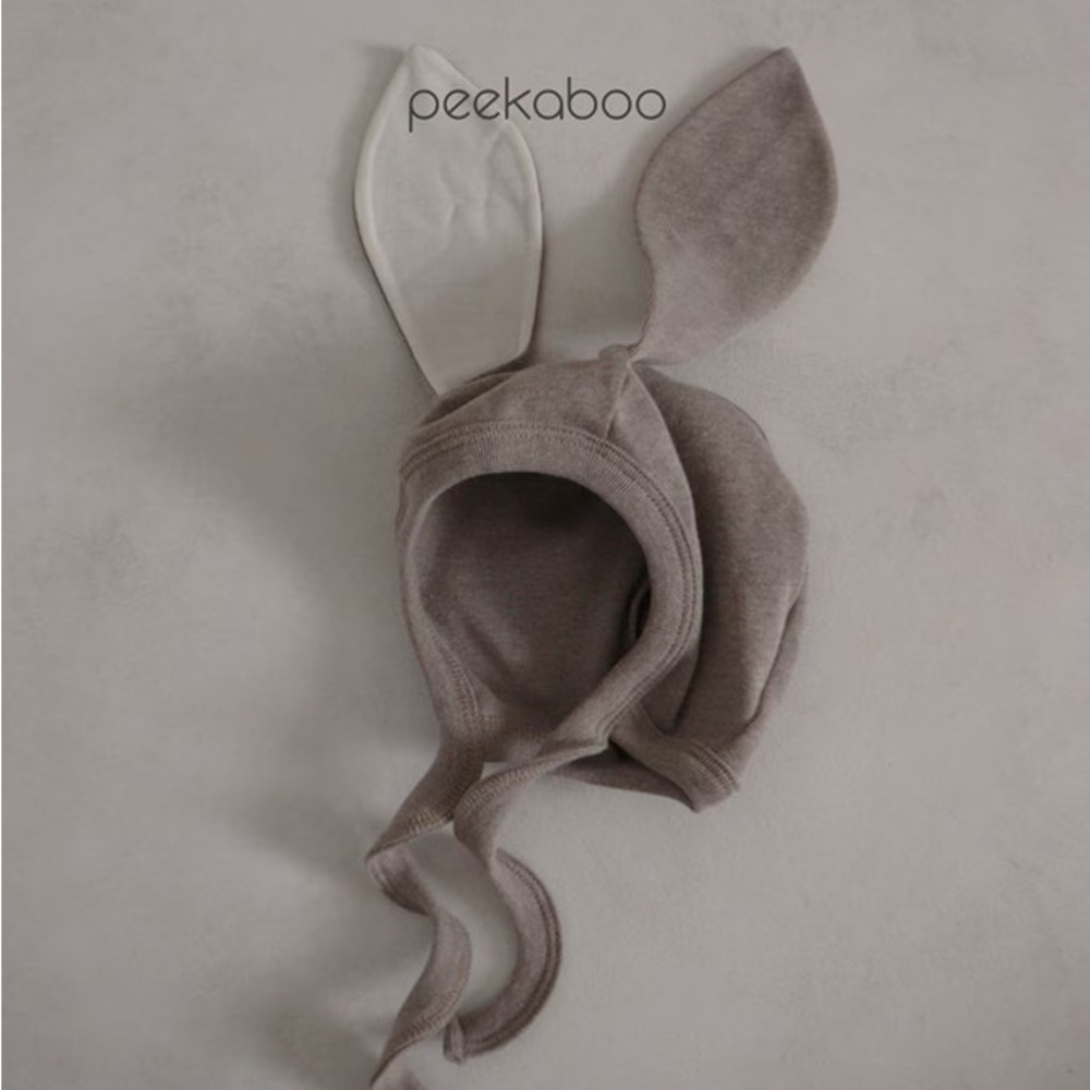 Gray bunny baby beanie